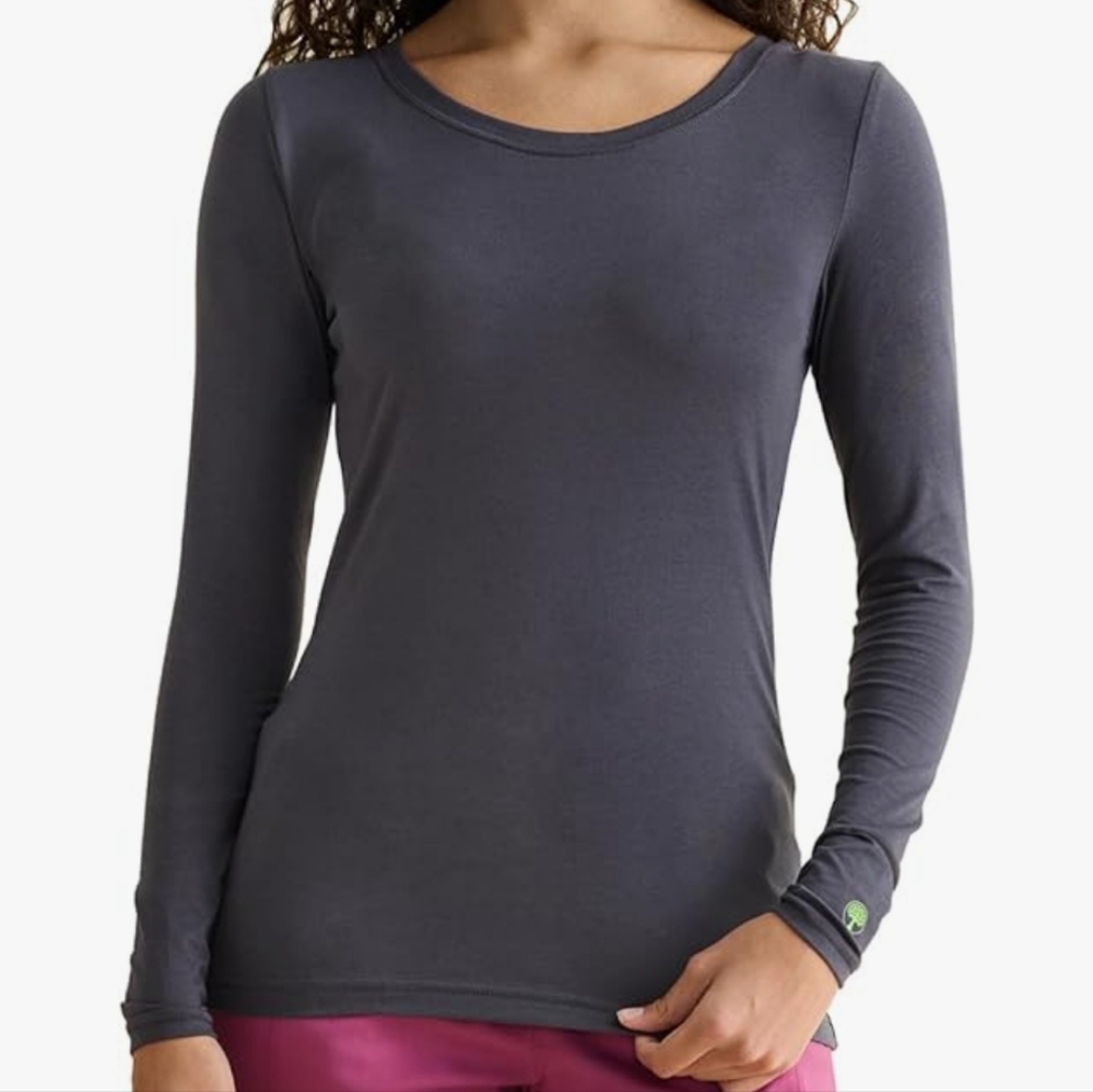Healing Hands Melissa Underscrub Long Sleeve Top | Charcoal | XL